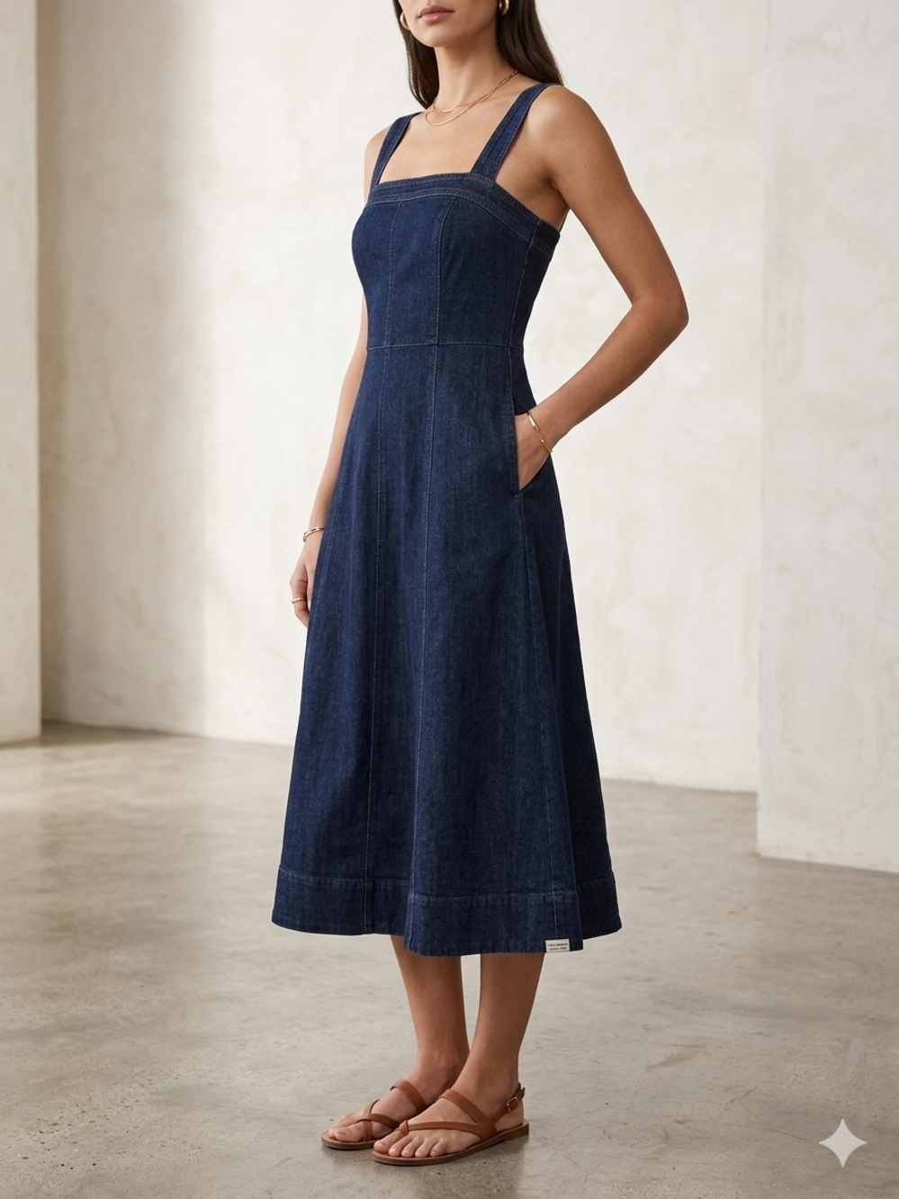 Steve Madden Dark Blue Denim Maxi Dress